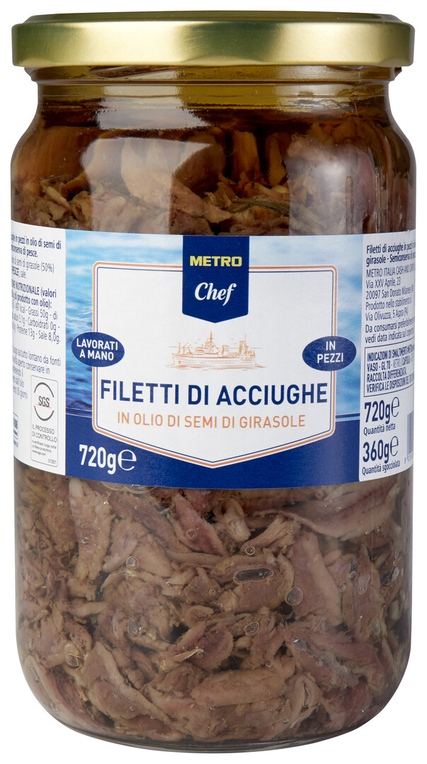 METRO Chef Sardellenfilet Stücke in Sonnenblumenöl - 720 g Packung