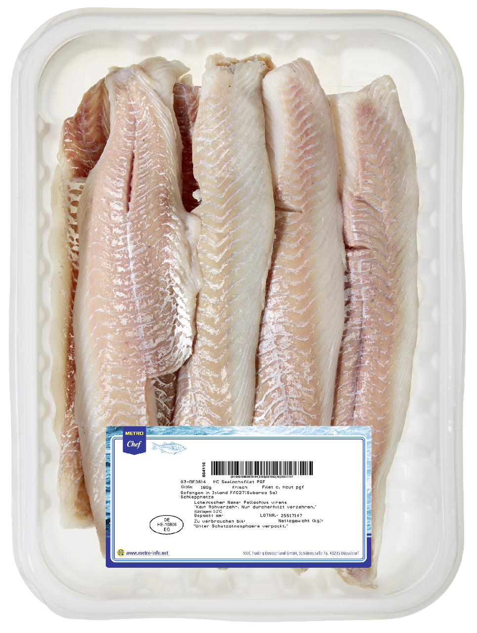 METRO Chef Seelachsfilet ohne Haut 180 g 1,5 kg MAP - je kg