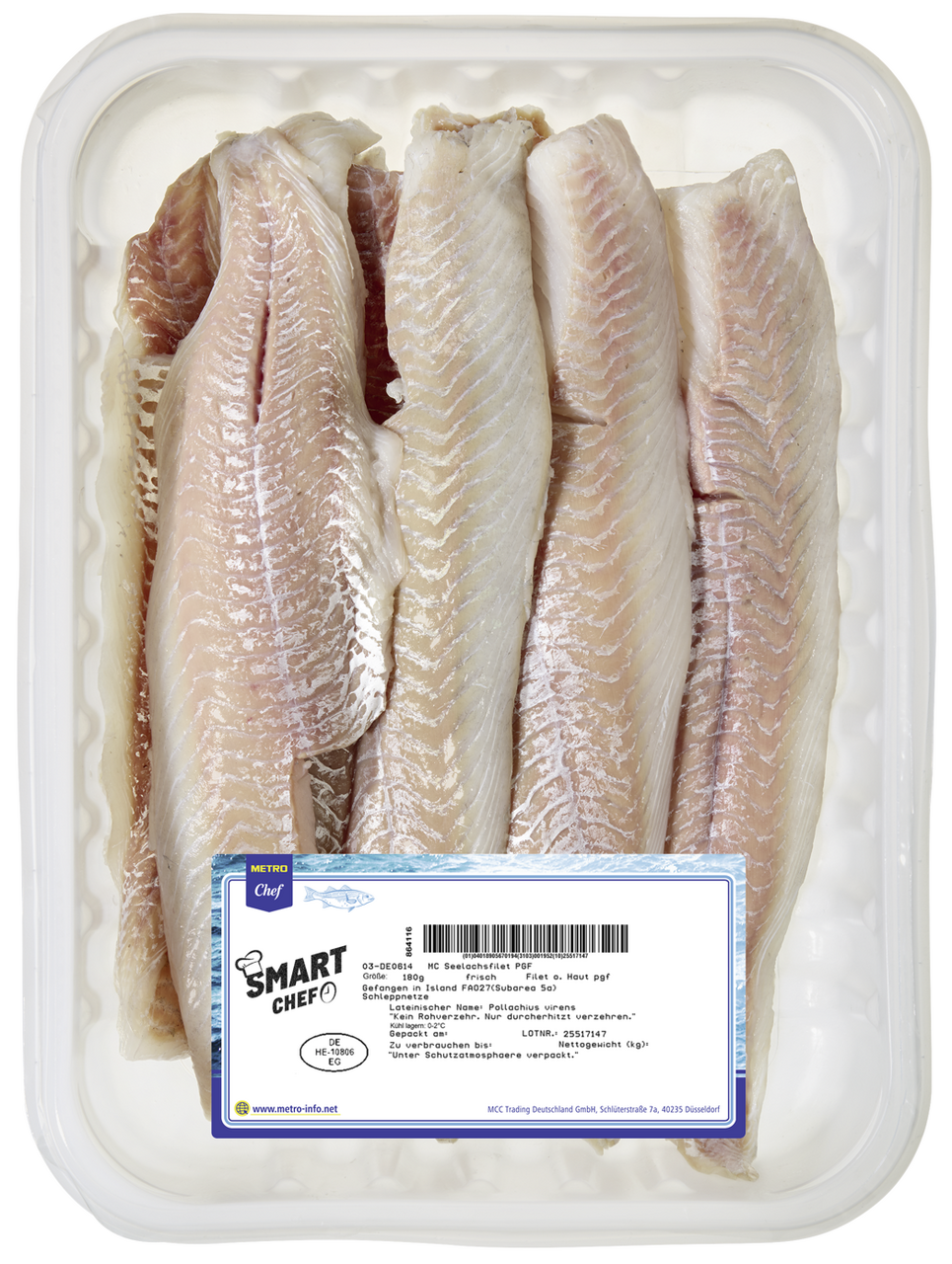 METRO Chef Seelachsfilet ohne Haut 180 g 1,5 kg MAP - je kg