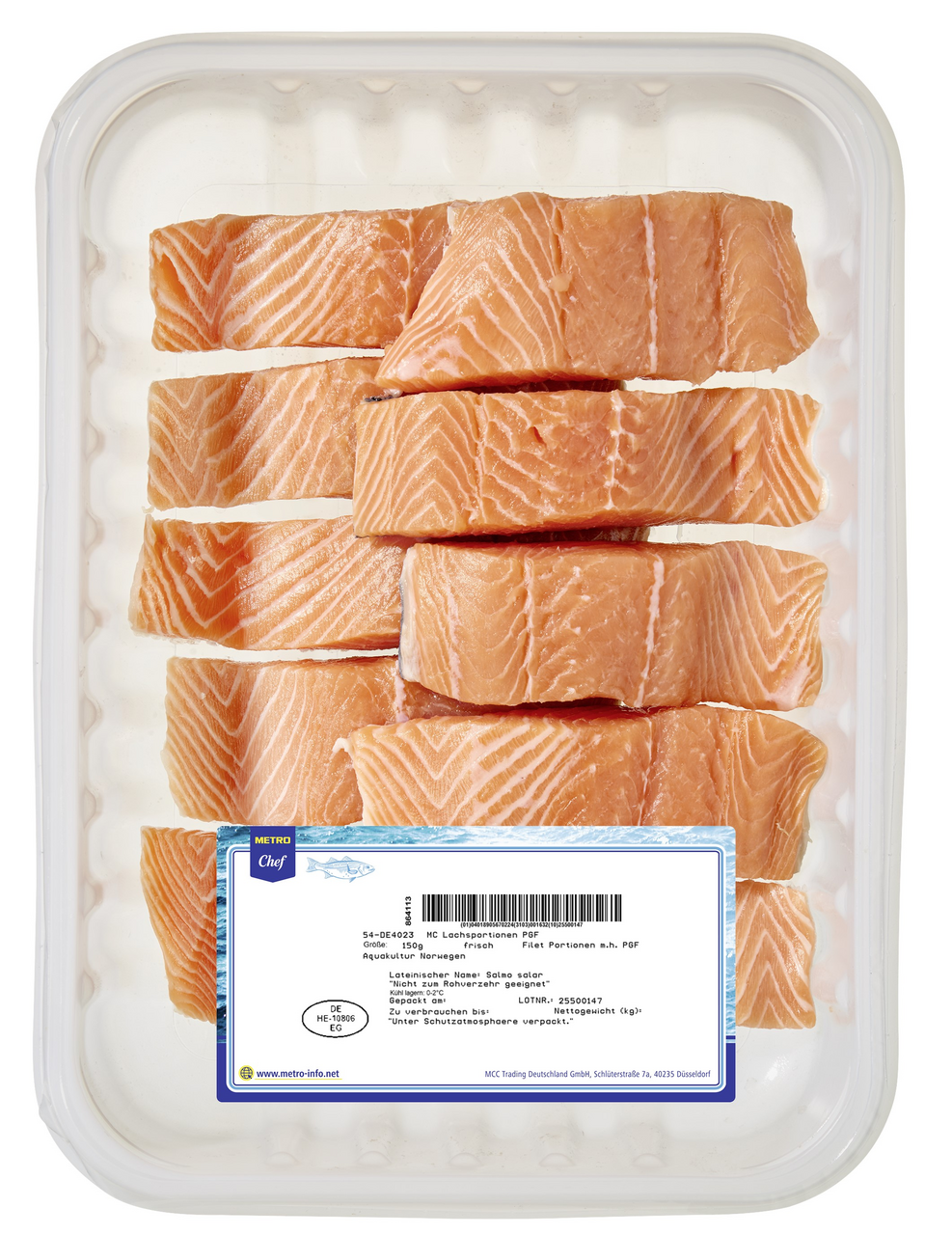 METRO Chef Lachsportionen mit Haut 150 g 1,5 kg MAP - je kg