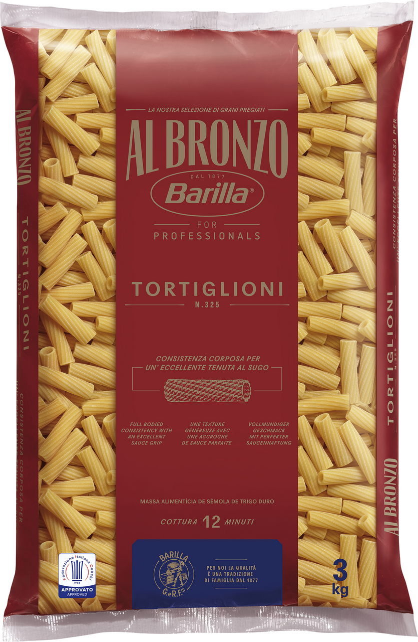 Barilla Al Bronzo Tortiglioni - 3 kg Beutel