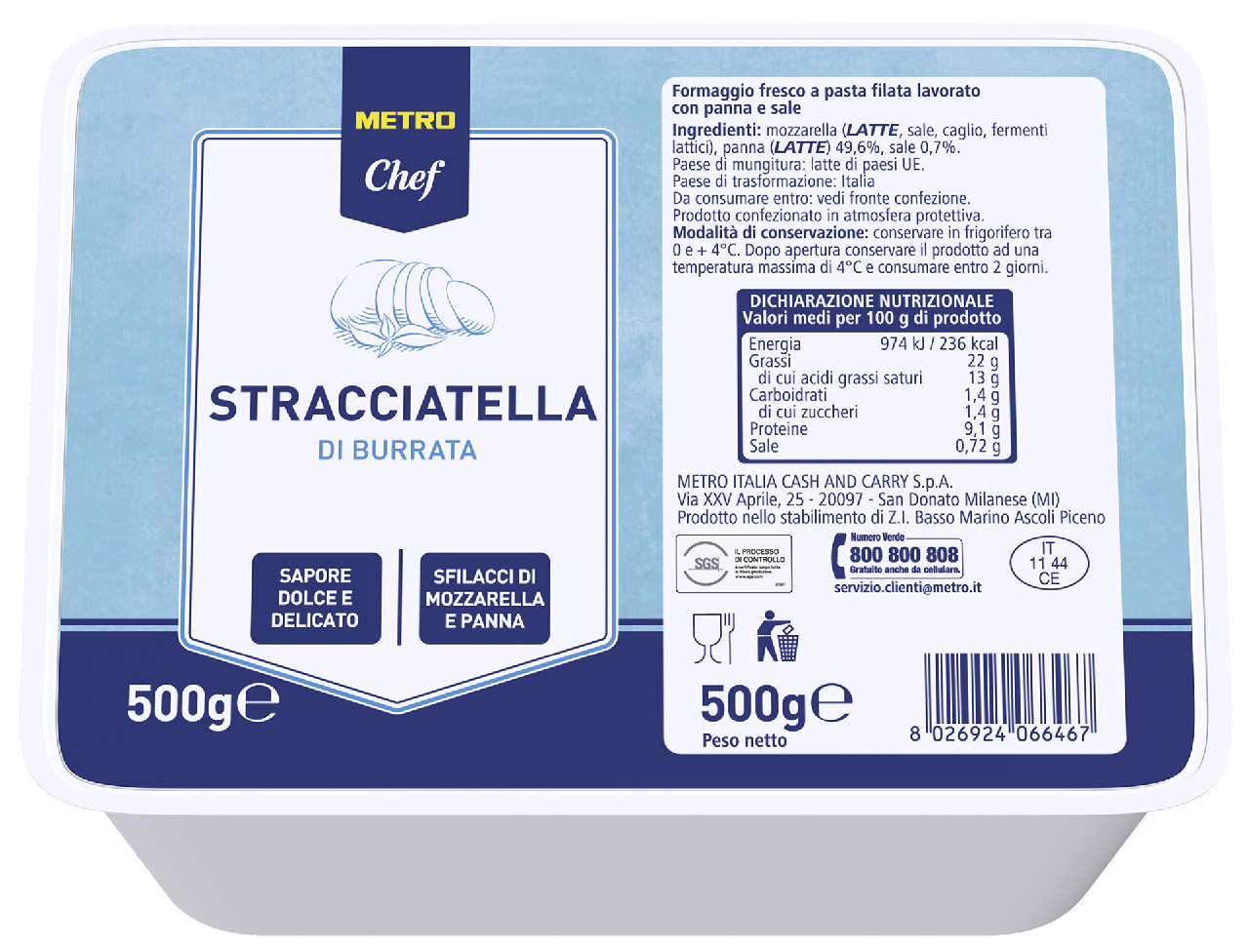METRO Chef Straciatella 45 % Fett i. Tr. - 500 g Stück