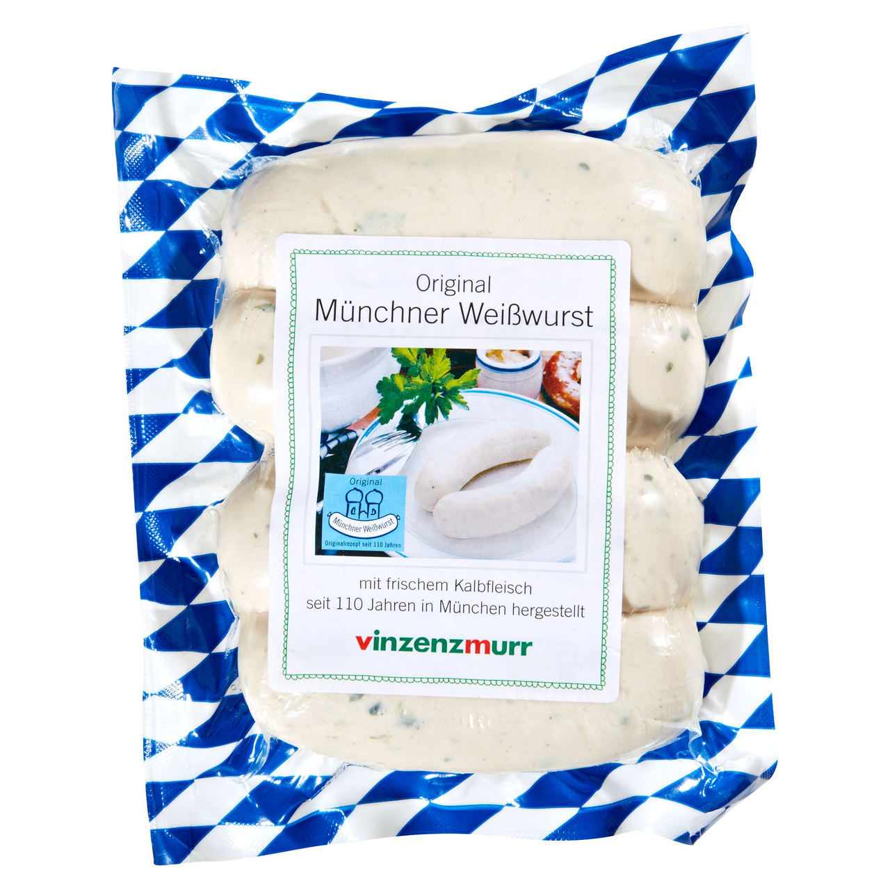 Vinzenzmurr Original Münchner Weißwurst 4 x 70 g Packung