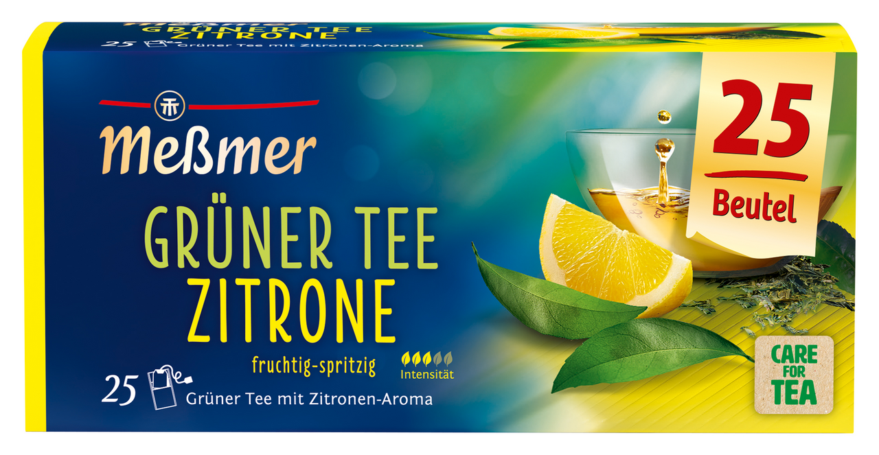 Meßmer Grüner Tee Zitrone spritzig-frisch, 25 Teebeutel - 44 g Faltschachtel