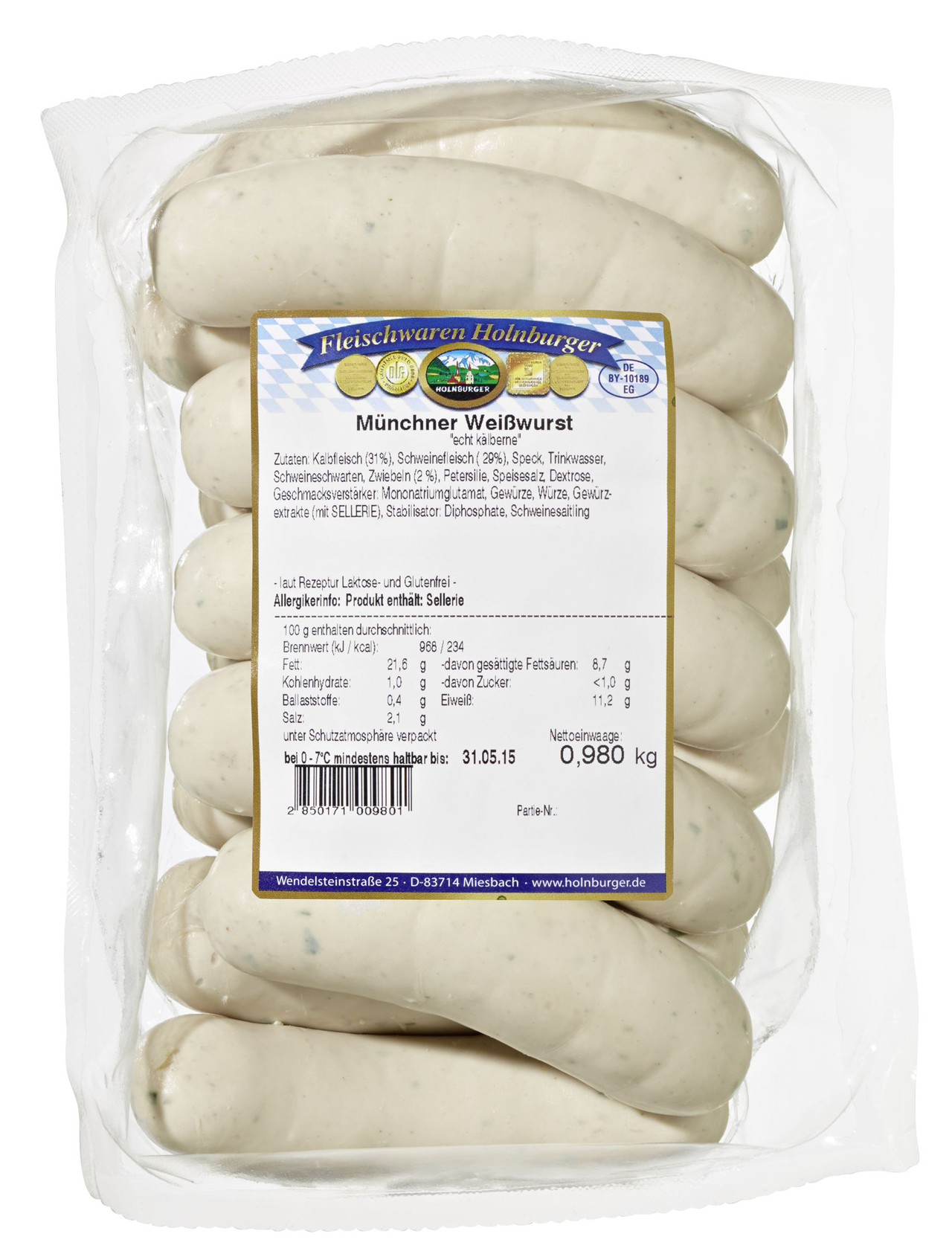 Holnburger Münchner Weißwurst ca. 1 kg - je kg