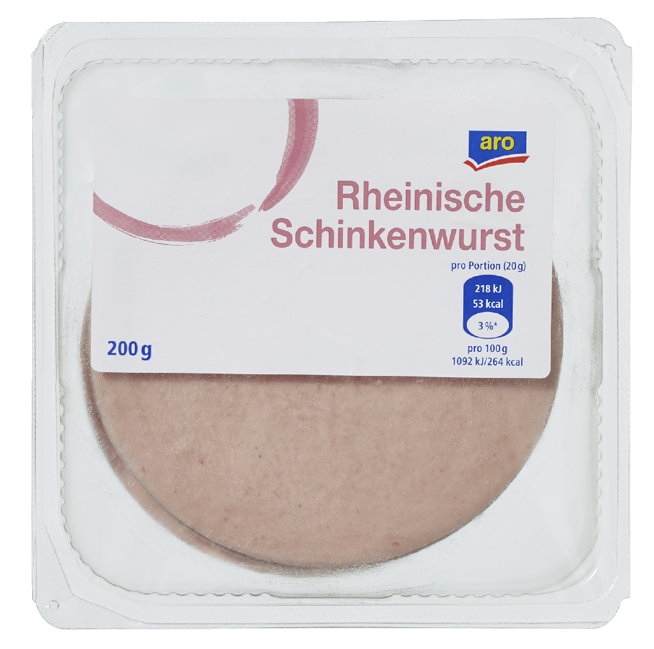 aro Delikatess Rheinische Schinkenwurst geschnitten 200 g Packung