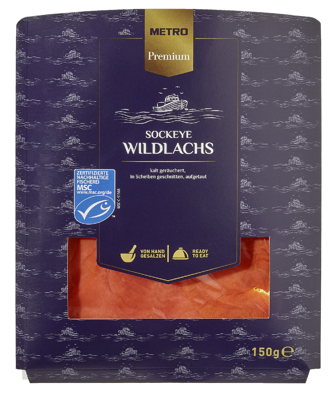 METRO Premium MSC Sockeye Wildlachs gekühlt - 150 g Stück