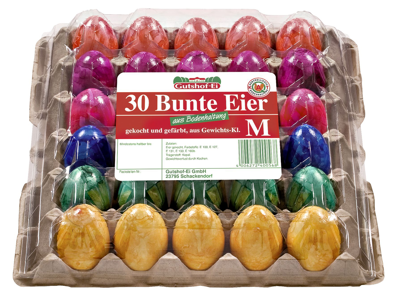 Gutshof Eier aus Bodenhaltung Bunt Gr. M 30 Stück Packung