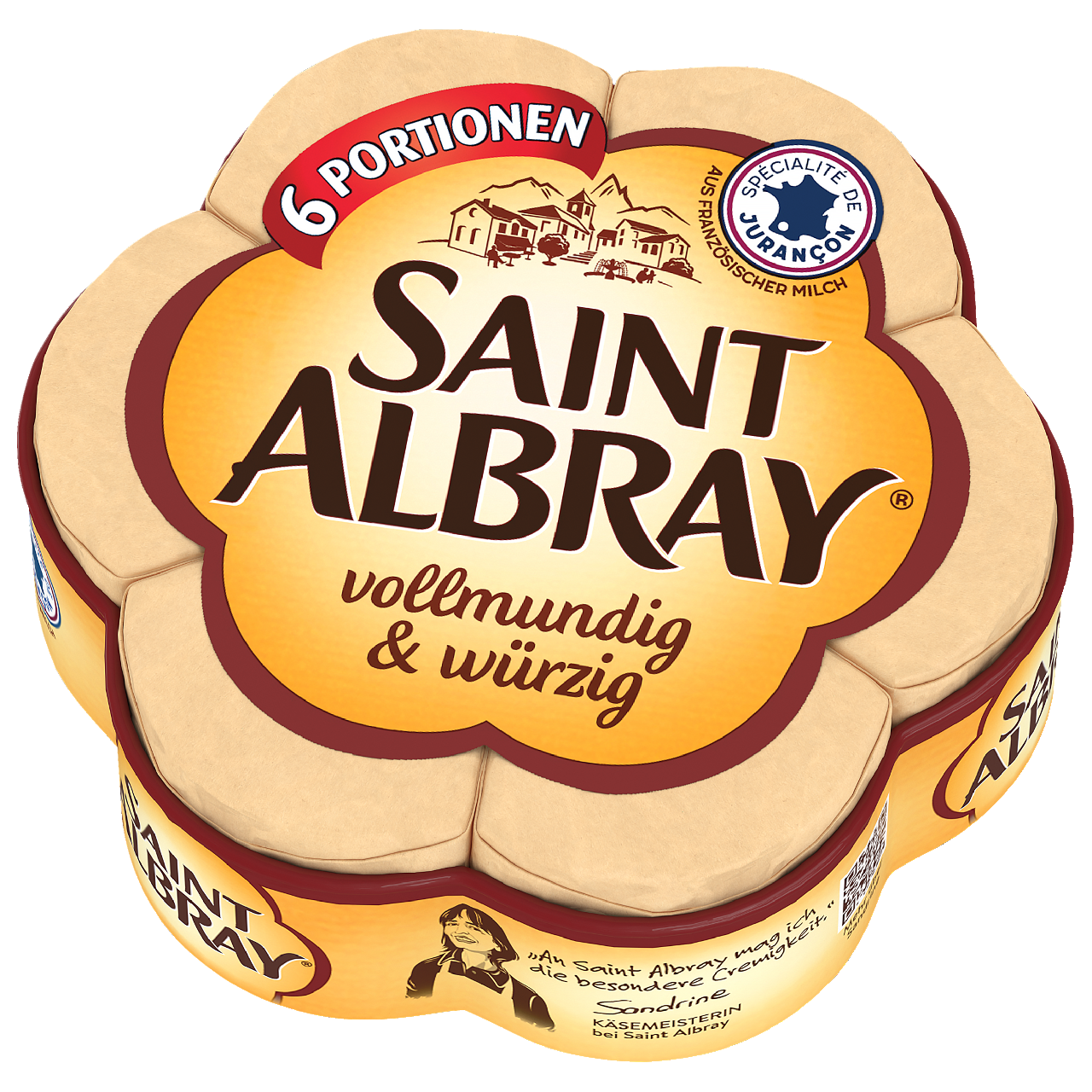 Saint Albray Weichkäse Rotschimmelkäse, 60 % Fett, 6 Stück á 30 g 180 g Schachtel