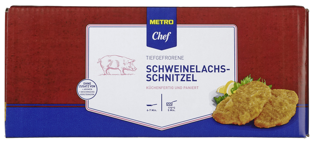 METRO Chef Schweinelachs-Schnitzel, paniert, tiefgefroren, 40 Stück à ca. 160 g - 6,4 kg Karton