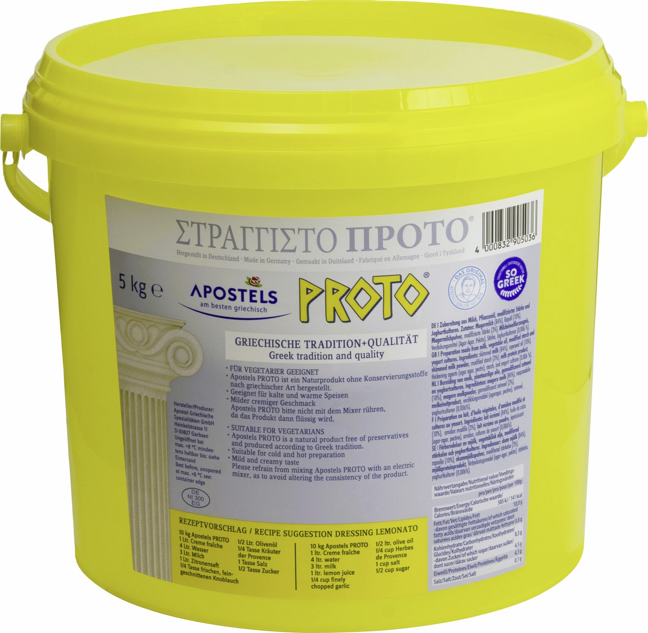 Apostels Proto Joghurt 10 % Fett im Milchanteil - 5 kg Eimer