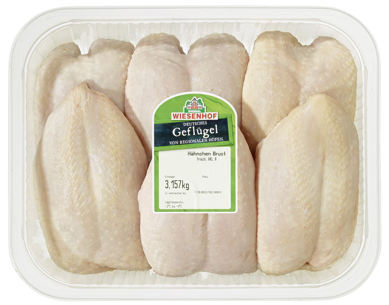 QS Hähnchenbrust frisch, mit Haut, mit Knochen, deutsche Herkunft, Atmos verpackt ca. 2,5kg