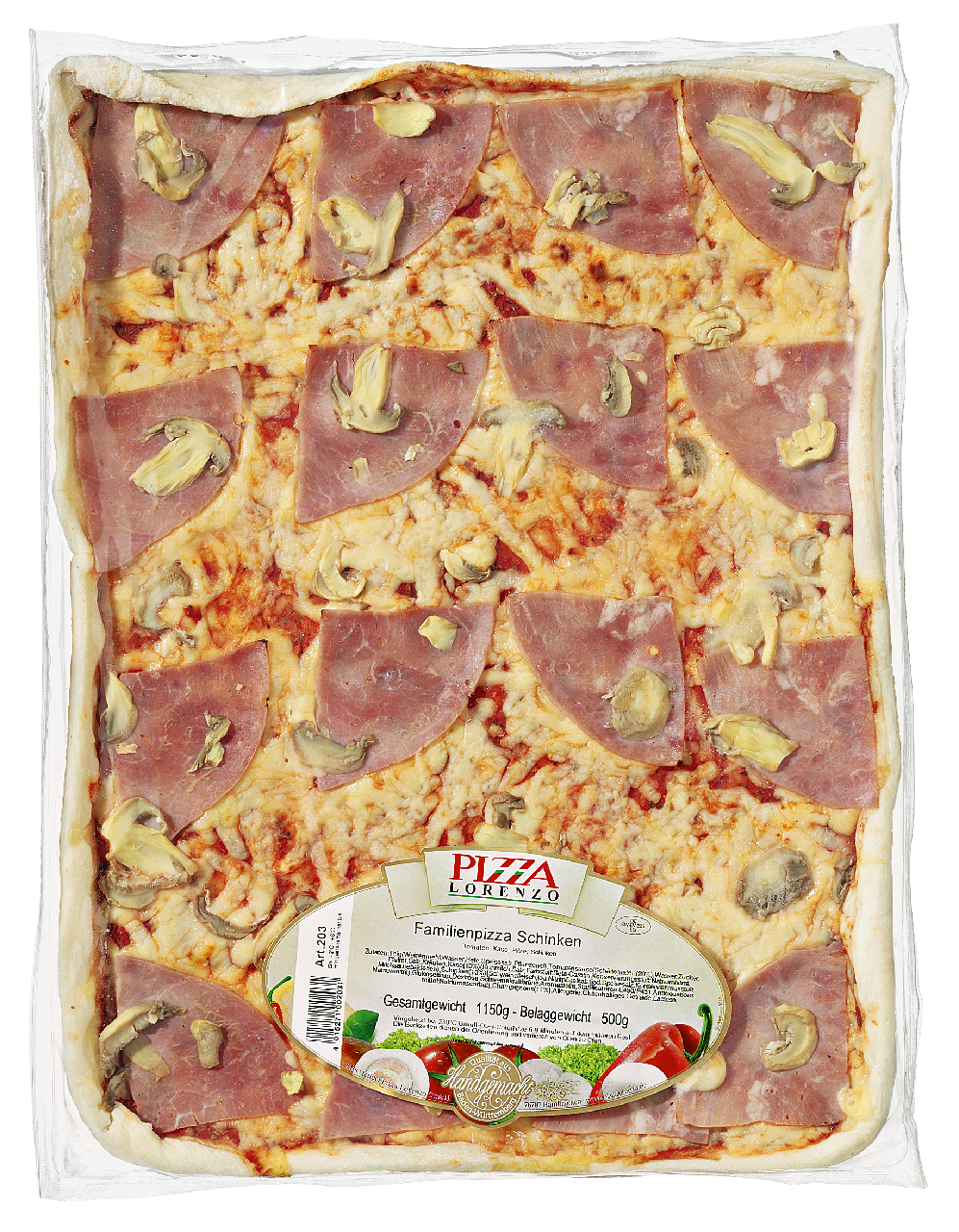 Pizza Lorenzo Familienpizza Schinken gekühlt - 1,15 kg Packung