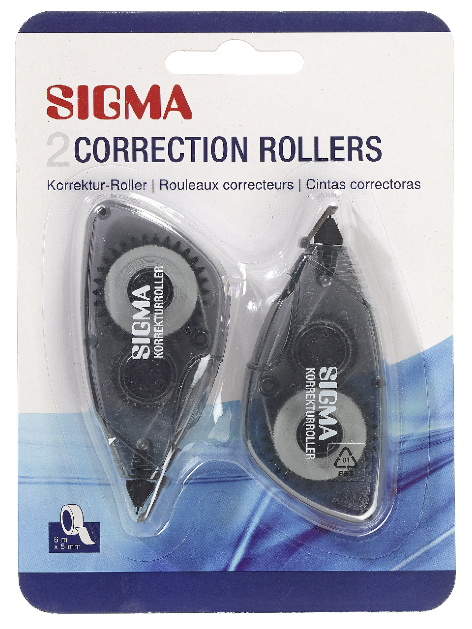 SIGMA Korrektur-Roller Grau - 2 Stück