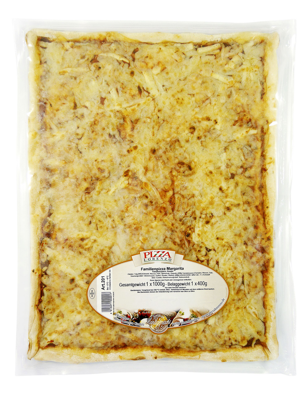 Pizza Lorenzo Familienpizza Margarita gekühlt - 1 kg Packung
