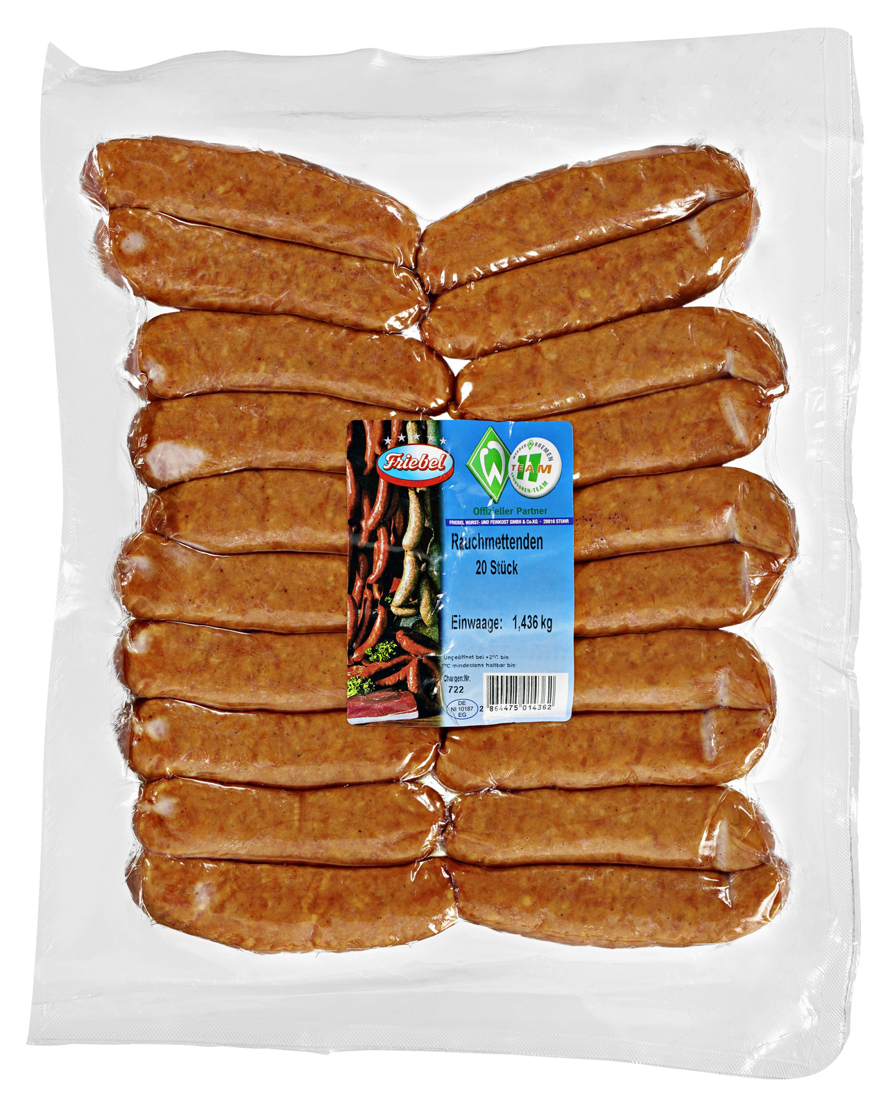 Friebel Kochwurst Buchenholzrauch 20 Stück à 70 g ca. 1,4 kg - je kg
