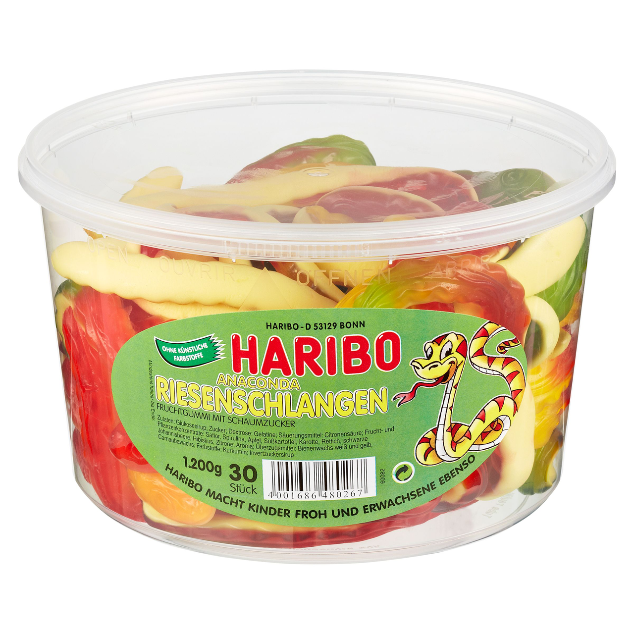 Haribo Riesenschlangen 30 Stück à 40 g - 1,2 kg Dose