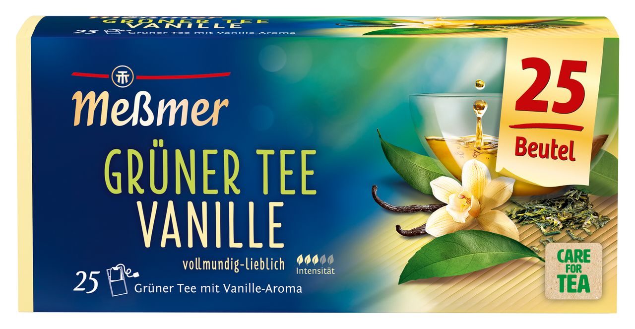 Meßmer Grüner Tee Vanille Teebeutel - 12 x 44 g Karton
