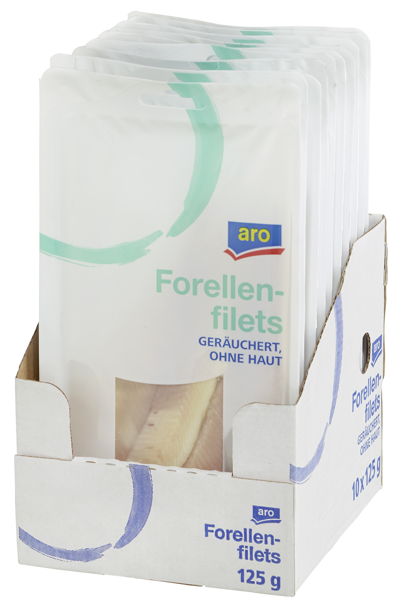 aro MAP Forellenfilets geräuchert ohne Haut - 10 x 125 g Packungen