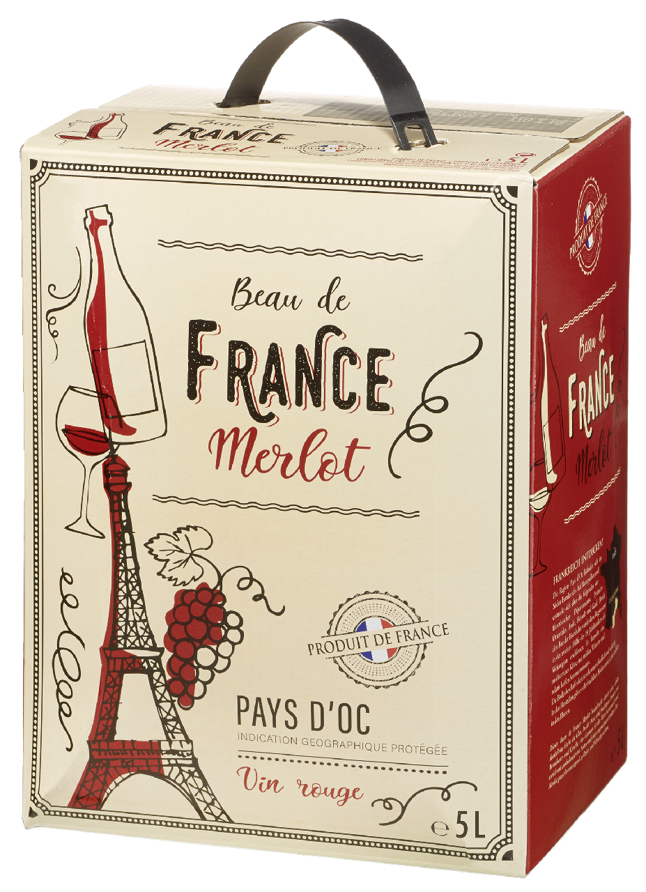 Beau de France Bag in Box Merlot Rotwein - 5 l Packung