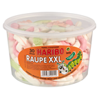 Haribo Raupe XXL Schaumzucker, Runddose 30 Stück - 960 g Dose