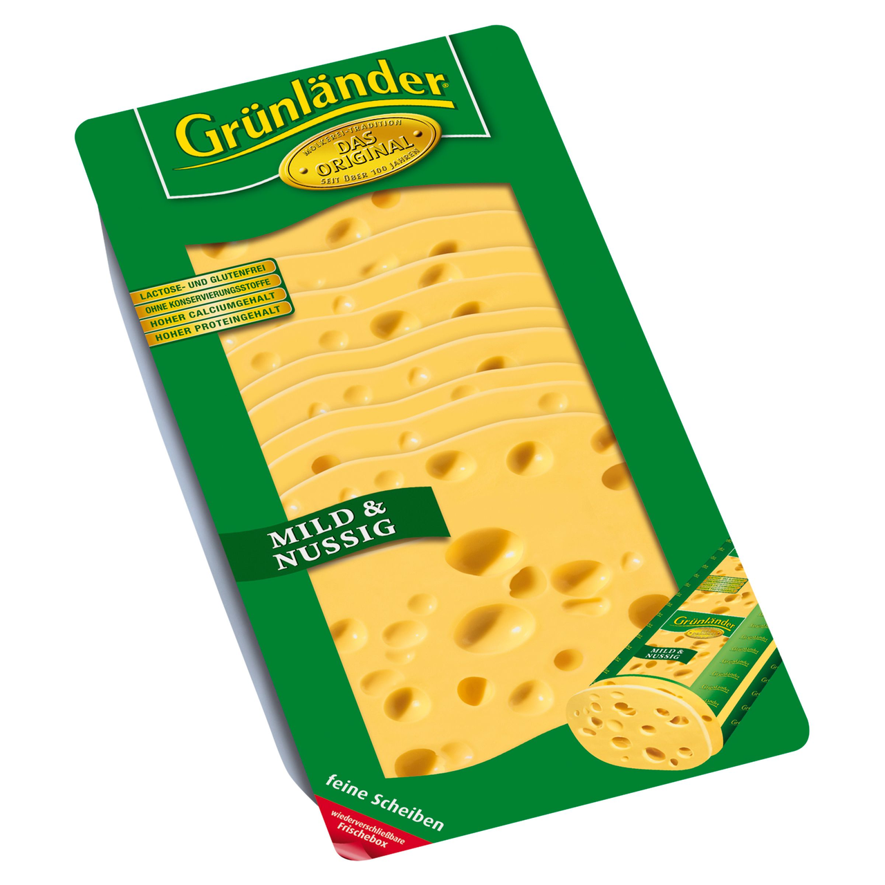 Grünländer Schnittkäsescheiben mild & nussig - 500 g Packung