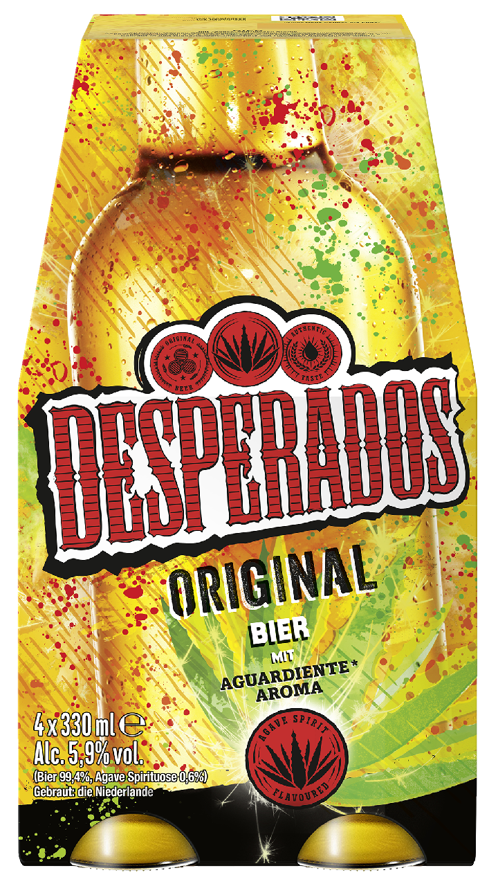Desperados Tequila Flavoured Bier 5.9 % Vol. Glas - 4 x 330 ml Flaschen