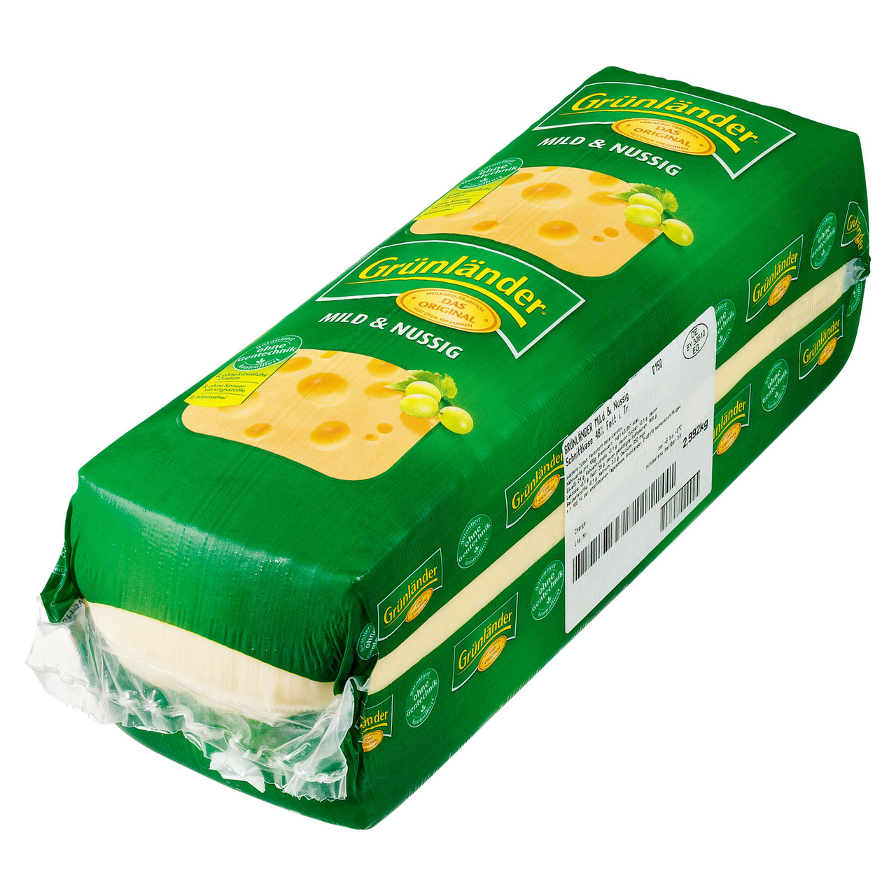 Grünländer Schnittkäse Mild & Nussig, 48 % Fett i. Tr., gekühlt - ca. 2,9 kg Packung