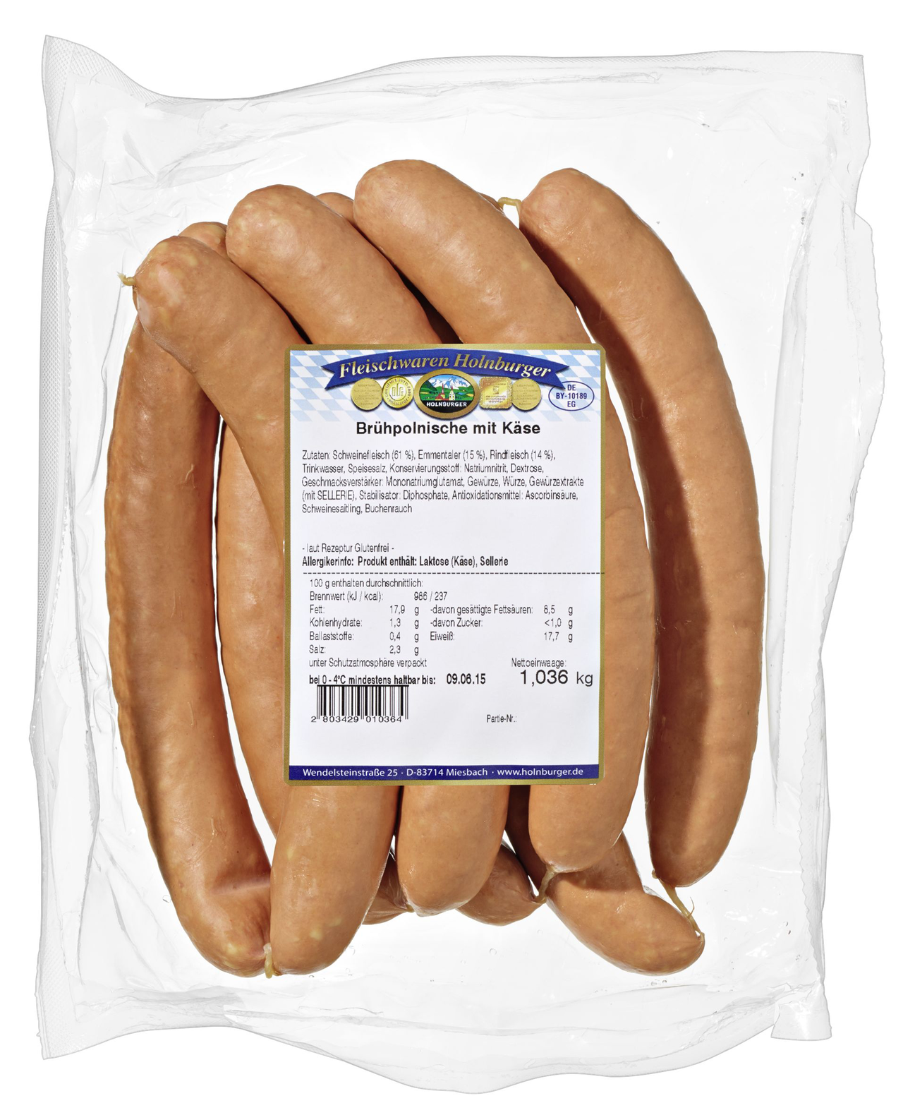 Holnburger Käseknacker 8 Stück à ca. 125 g ca. 1,4 kg - je kg