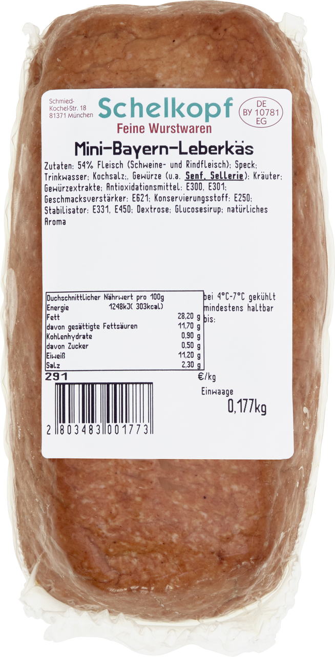 Schelkopf Mini-Bayern-Leberkäs ca. 500 g - je kg