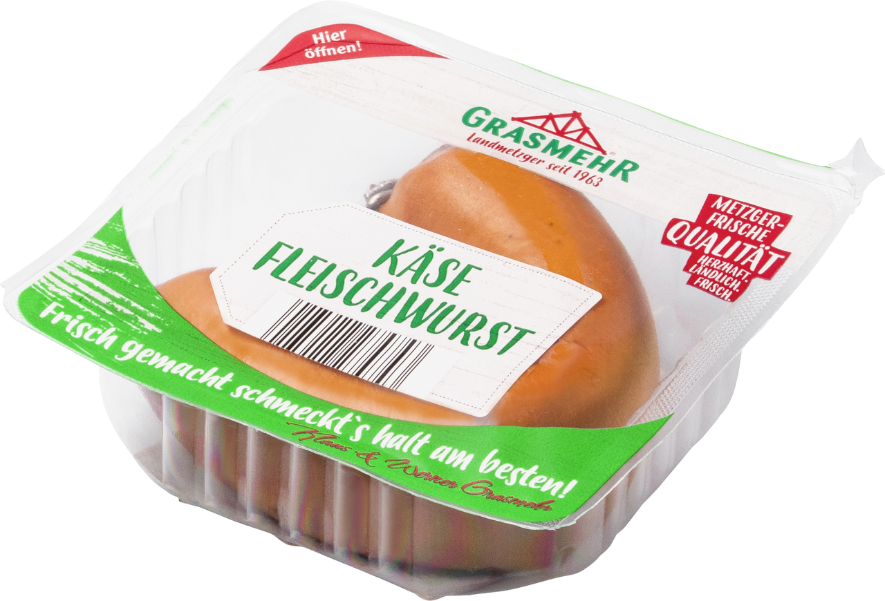 Grasmehr Käsefleischwurst Miniring gekühlt aus Schweinefleisch - 1 x 180 g Packung