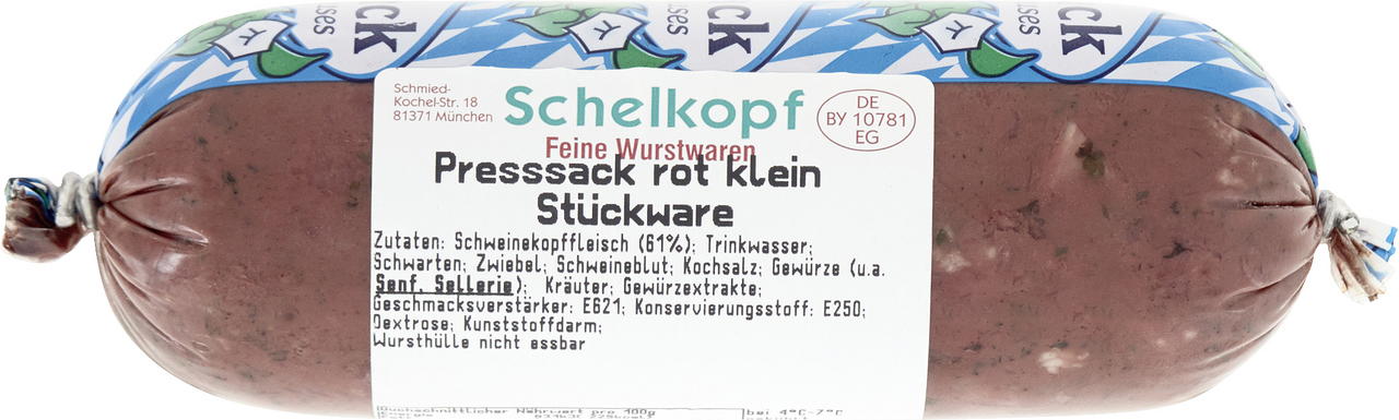 Schelkopf Presssack Rot gekühlt - 200 g Stück