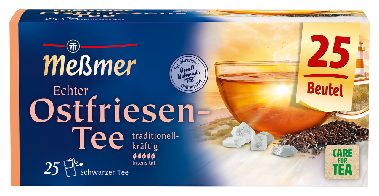 Meßmer Schwarzer Tee Feinster Ostfriesen-Tee kräftig-vollmundig, 25 Teebeutel - 38 g Faltschachtel