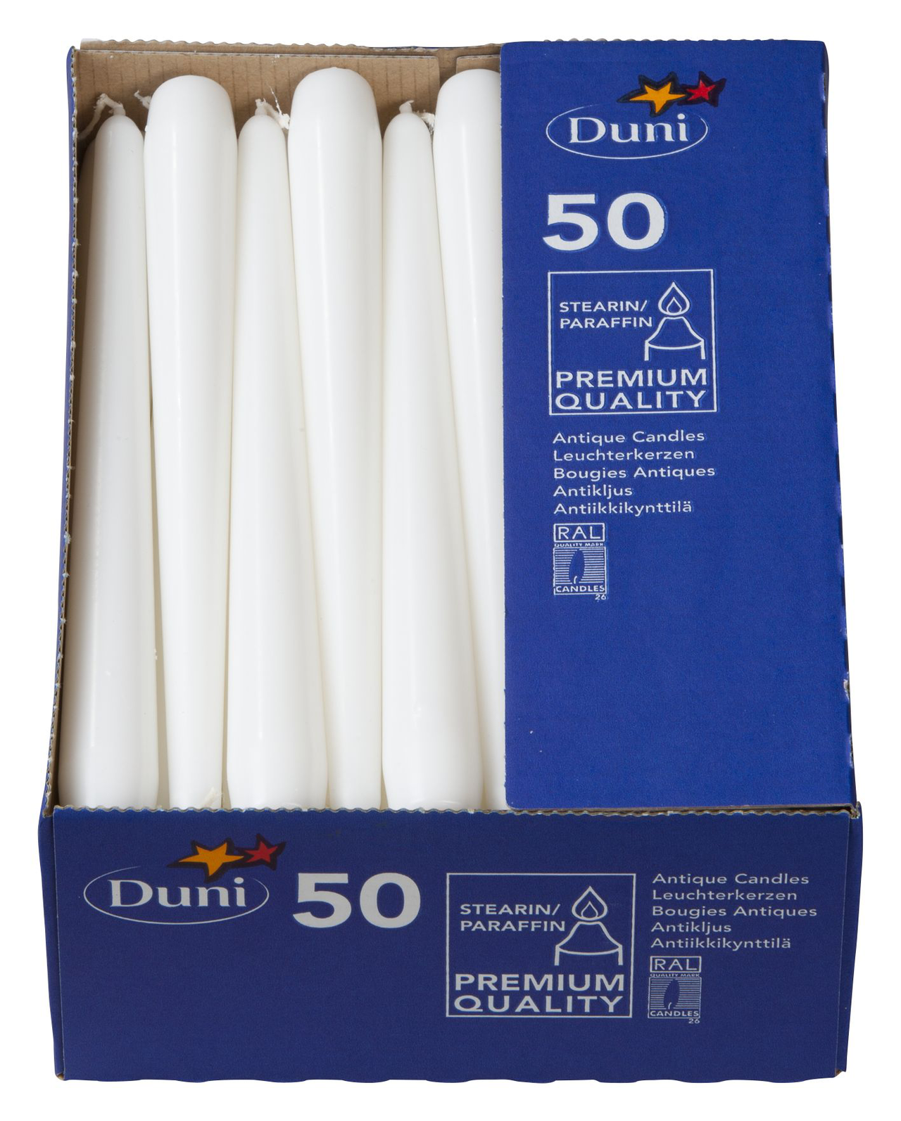 50 DUNI © Leuchterkerzen Spitzkerzen weiß 250x22mm Kerzen 
