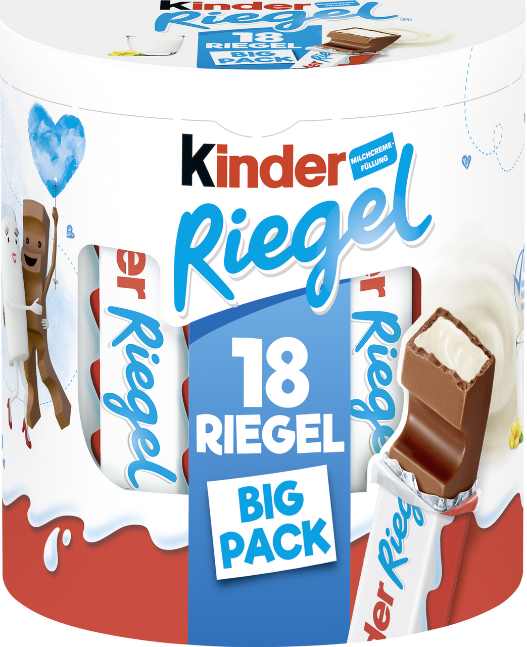 Kinder Riegel gefüllte Vollmilchschokolade mit Milchfüllung (59,5 %), 18 Stück à 21 g 378 g Packung