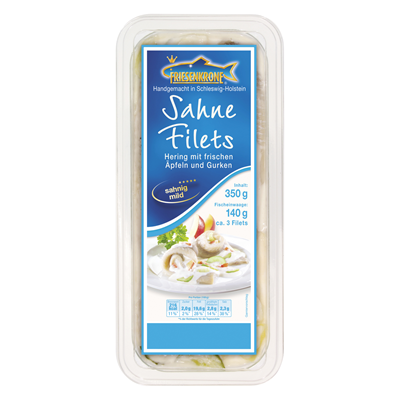 Sahne-Heringsfilets mit frischen Äpfeln und Gurken 350g