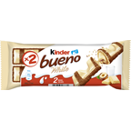Kinder Bueno White Waffel mit Milchhaselnusscreme-Füllung (53 %), überzogen mit weißer Schokolade, 2er Riegel, 39 g 30 Packungen