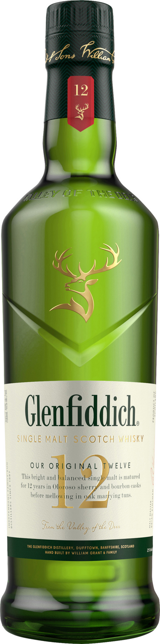Glenfiddich Single Malt Scotch Whisky 12 Years 40 % Vol. - 0,70 l Flasche
