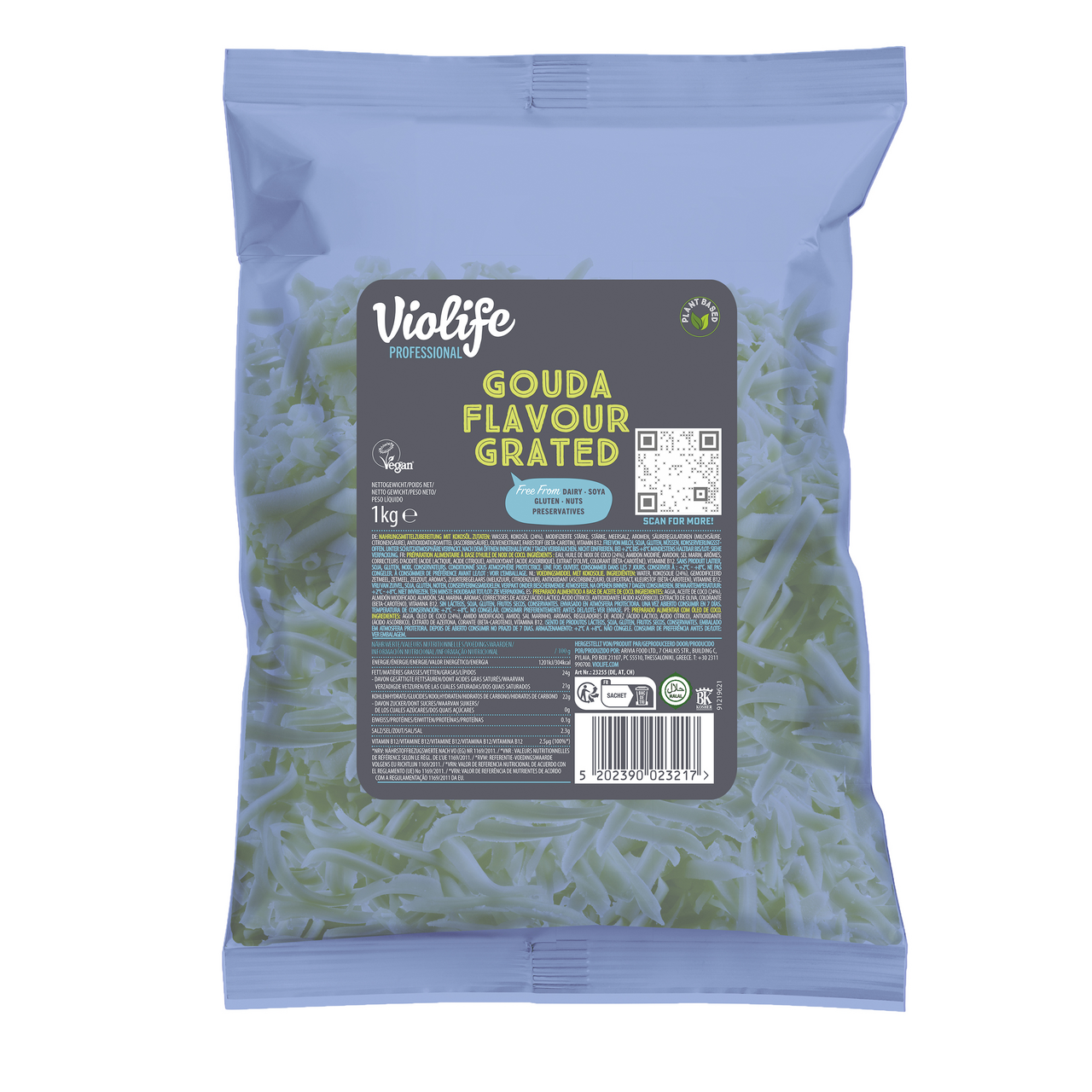 Violife Gouda Geschmack, gerieben, vegan, gekühlt - 1 kg Packung