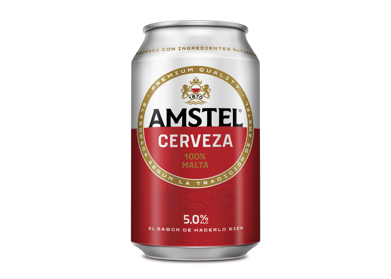 AMSTEL Cerveza 100% malta 5.0% vol. 33 cl en retráctil contiene 24 latas