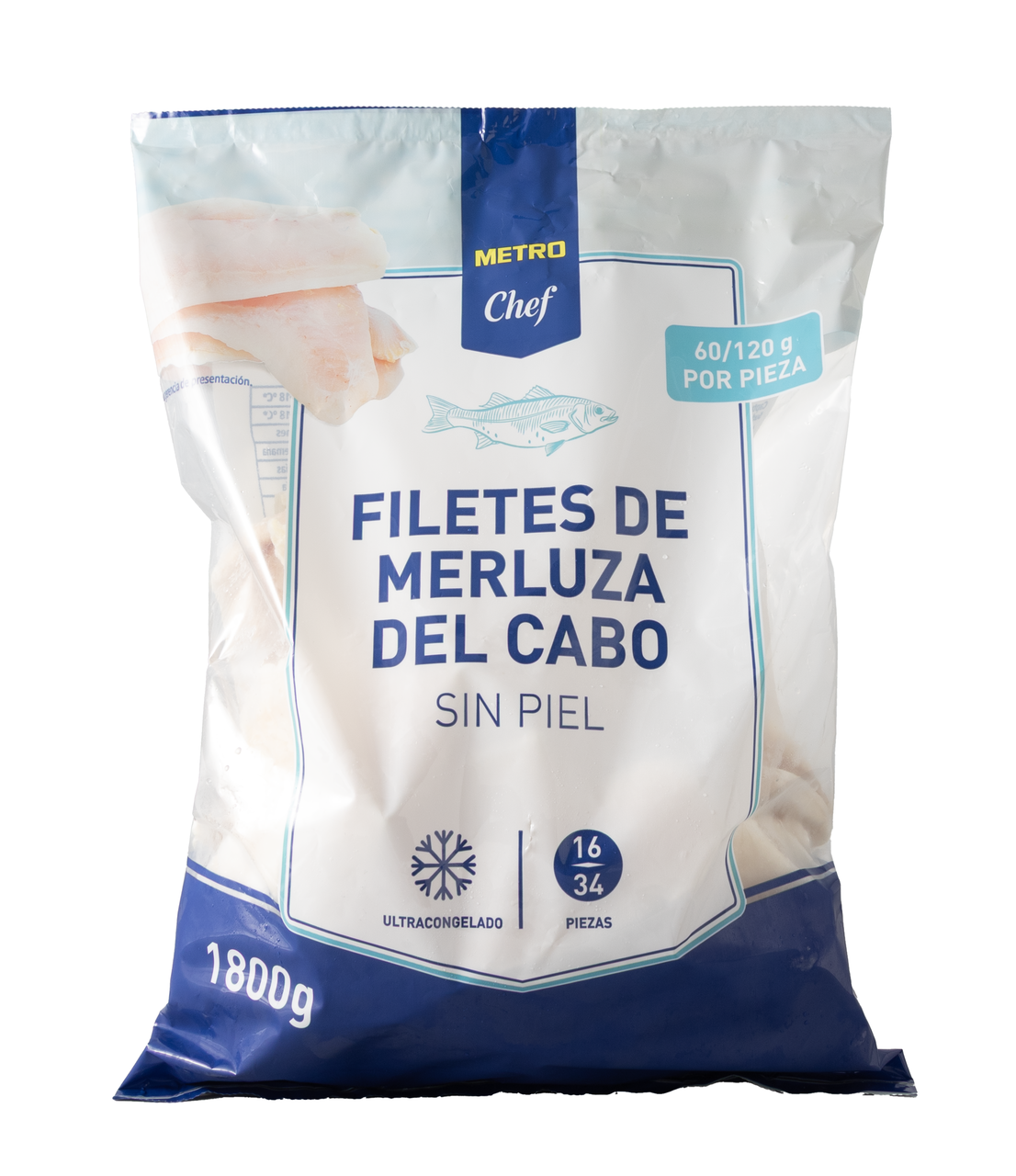 METRO Chef Merluza filete sin piel 60/120g 1,8Kg