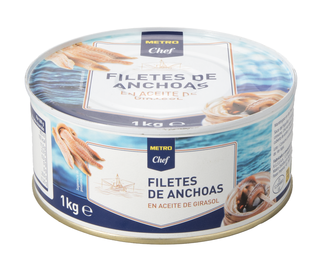 METRO Chef anchoa filetes aceite vegetal lata 600 gne (1000 g)