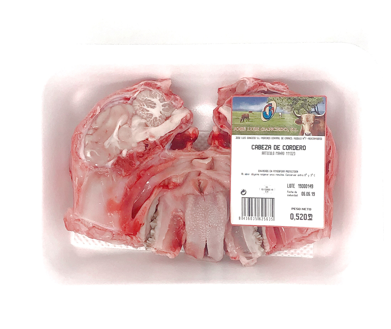 Cabeza de cordero partida en bandeja 500 g | Makro