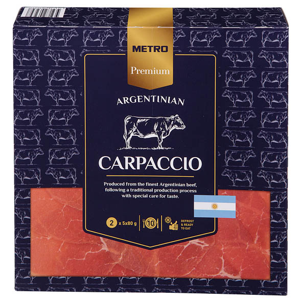 METRO Premium Carpaccio vaca Argentina 80g caja 10ud (total 800g)