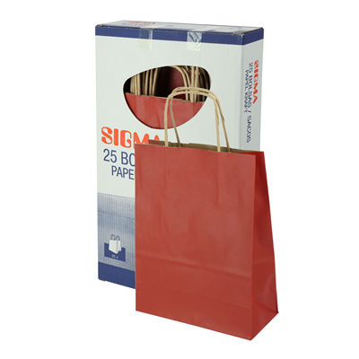 Velocidad supersónica asignación Sin Sigma Bolsas de papel kraft con asa rizada en rojo 18x24x8cm | Makro Velocidad supersónica asignación Sin Sigma Bolsas de papel kraft con asa rizada en rojo 18x24x8cm | Makro
