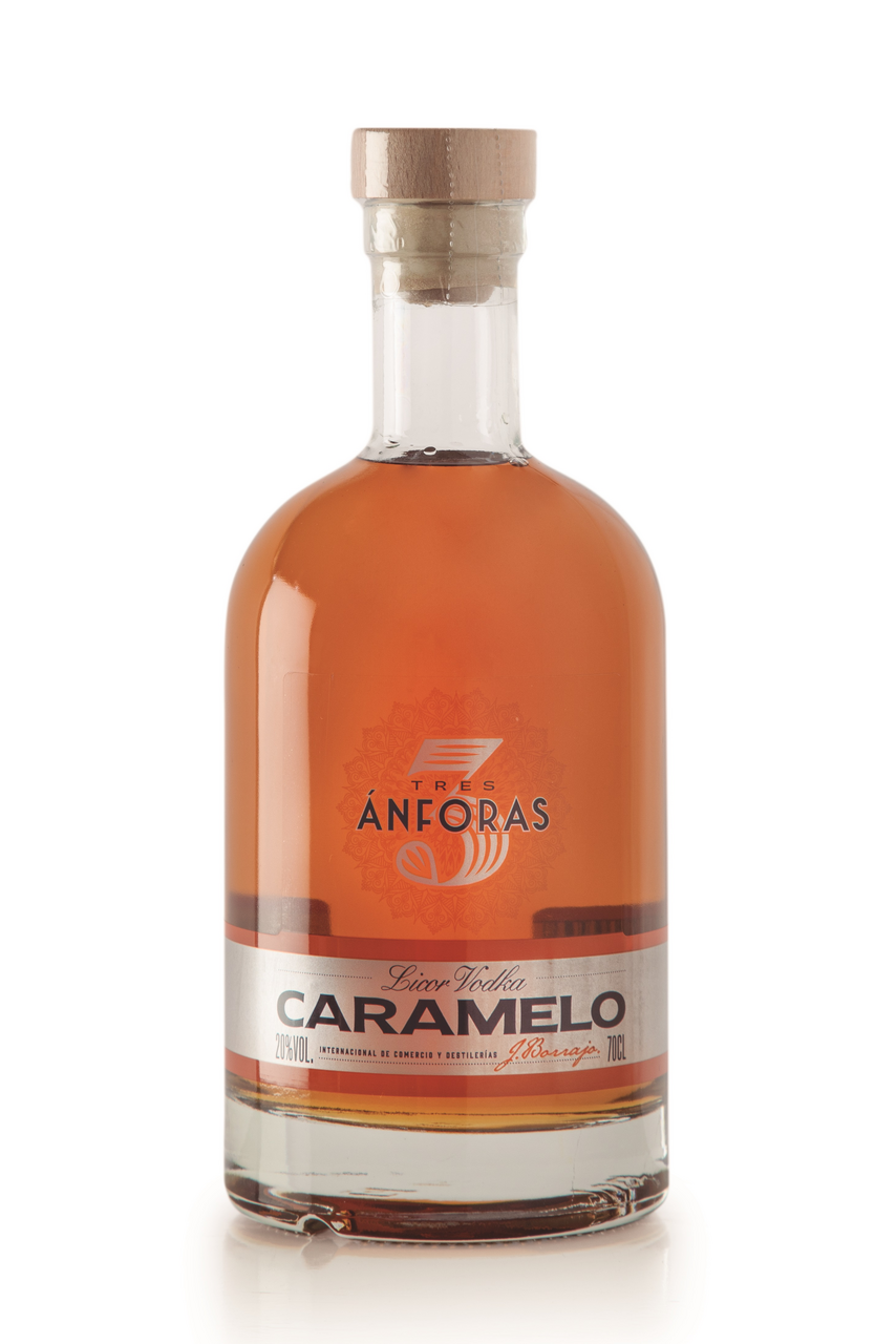 TRES ÁNFORAS licor vodka caramelo botella 70cl Alc. 20% vol.