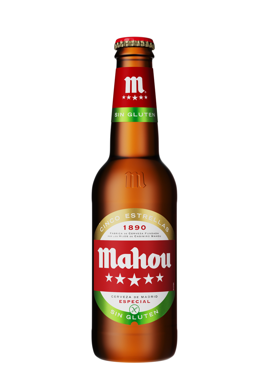Mahou cerveza celíacos Cinco Estrellas 33cl contiene 6 botellas