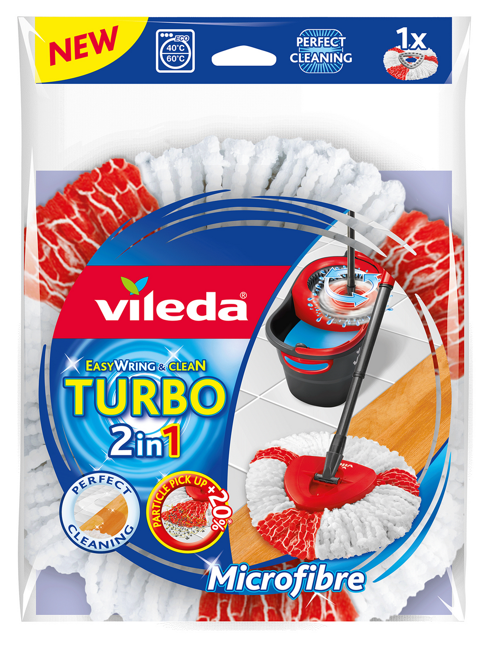 Vileda Turbo 2in1 Recambio de Microfibras y poliamida color rojo y blanco