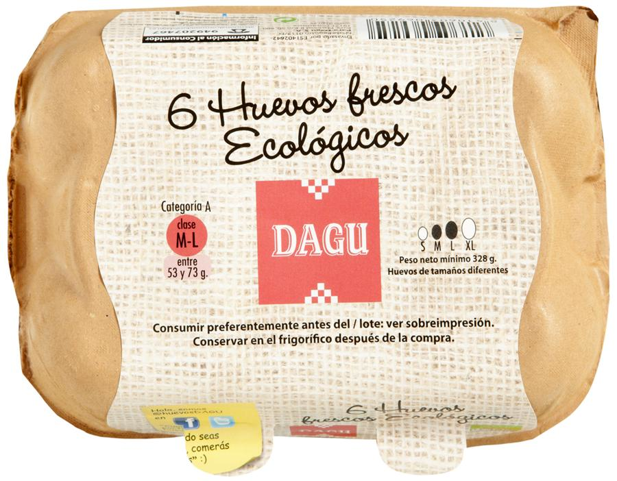 Dagu huevo ecológico contiene 6 unidades