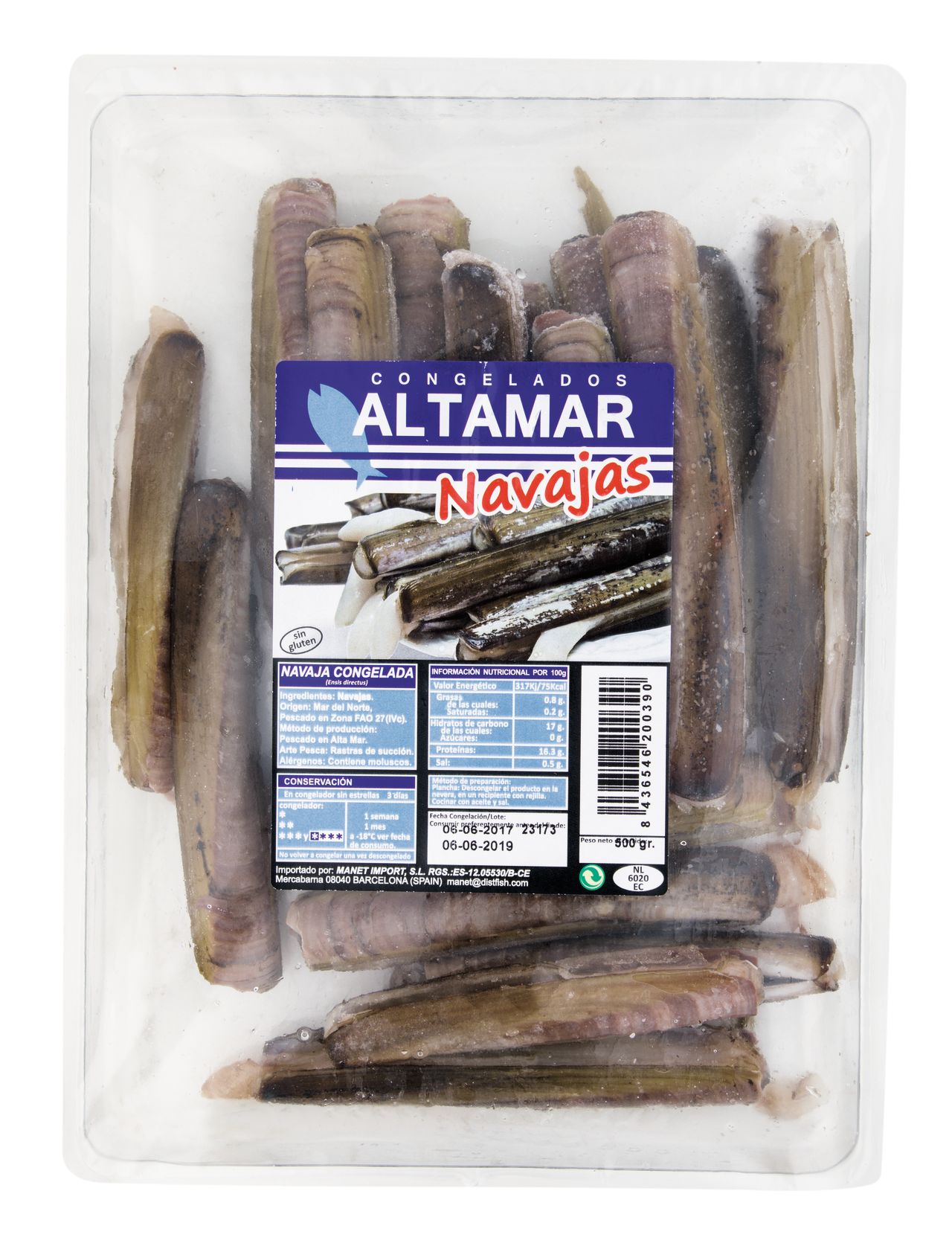 Altamar Navaja congelada Irlanda 14/16cm 1kg